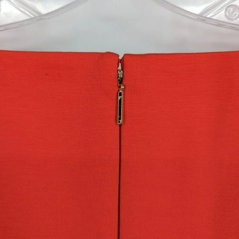Kate Spade Fit & Flare Dress 6 Red 3/4 Sleeve Sweetheart Neck Stretch Ponte Knit
